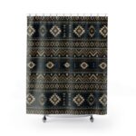 Southwestern Aztec Tribal Geometric Shower Curtain — Rustic Bathroom Decor