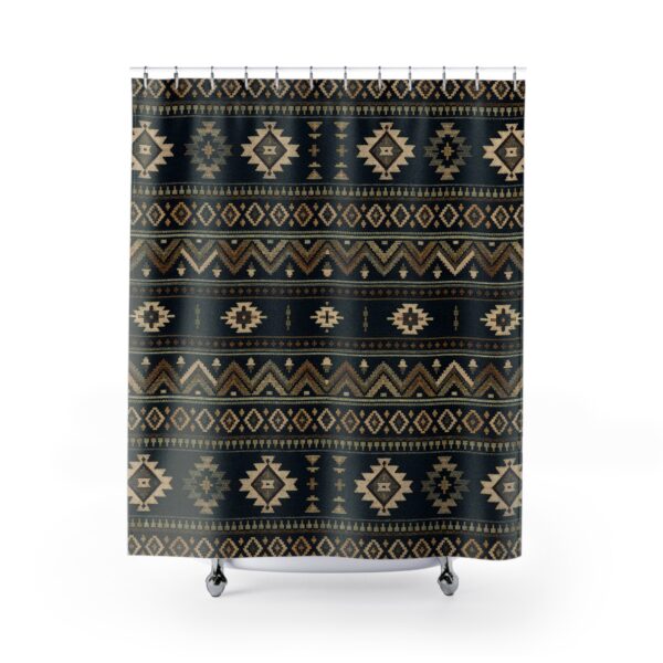 Southwestern Aztec Tribal Geometric Shower Curtain — Rustic Bathroom Decor
