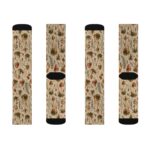 Mushroom Garden Sublimation Socks — Vintage Botanical Cozy Crew Socks