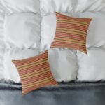 Rustic Red Orange Brown Striped Throw Pillow Square Poly Canvas Pillow
