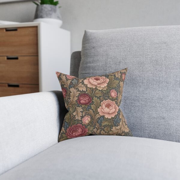 Victorian Floral Peony Tapestry Square Pillow | Decorative Cushion