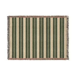 Green Rustic Stripe Woven Blanket | Southwestern Stripe Woven Blanket