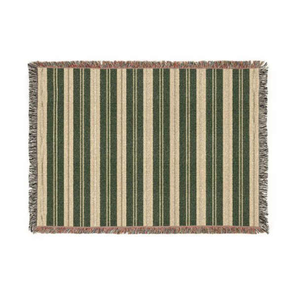 Green Rustic Stripe Woven Blanket | Southwestern Stripe Woven Blanket