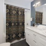 Southwestern Aztec Tribal Geometric Shower Curtain — Rustic Bathroom Decor