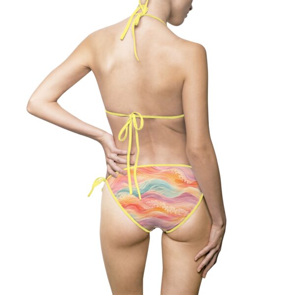 Pastel Watercolor Triangle Bikini — Women's Tie-Side Swimsuit