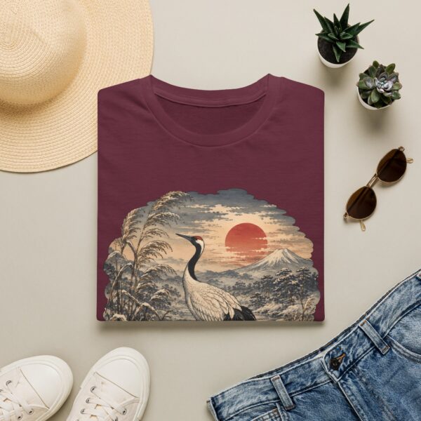 Crane Sunset T-Shirt — Vintage Japanese Ukiyo-e Landscape Tee