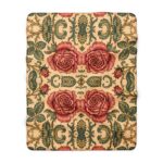 Vintage Rose Tapestry Sherpa Blanket | Floral Victorian Pattern