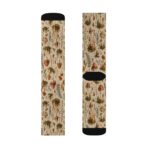 Mushroom Garden Sublimation Socks — Vintage Botanical Cozy Crew Socks