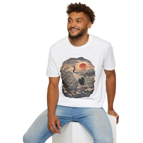 Crane Sunset T-Shirt — Vintage Japanese Ukiyo-e Landscape Tee