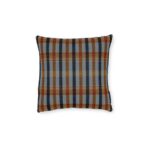 Autumn Plaid Pillow | Orange Blue Cream Square Throw Pillow