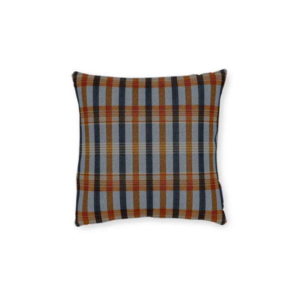 Autumn Plaid Pillow | Orange Blue Cream Square Throw Pillow