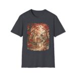 Autumn Deer Ukiyo-e T-Shirt — Rustic Fall Woodland Tee with Deer & Maple Leaves