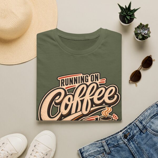 Running on Coffee T-Shirt — “Running on Coffee and Questionable Decisions” - Humor Graphic Tee