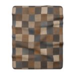 Neutral Plaid Pattern Sherpa Fleece Blanket | Cozy Checkered Throw