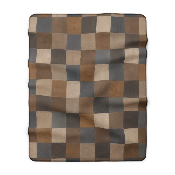 Neutral Plaid Pattern Sherpa Fleece Blanket | Cozy Checkered Throw