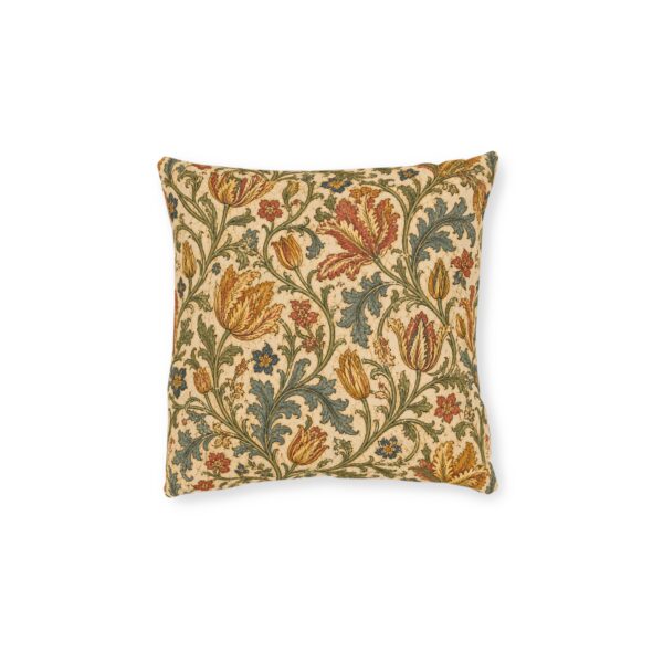 Vintage Floral Square Pillow — Tapestry Tulip Decorative Cushion