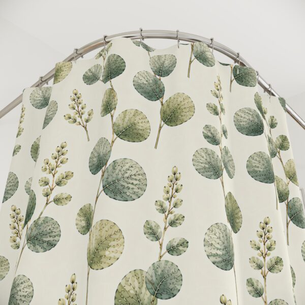 Eucalyptus Leaf Pattern Shower Curtain | Botanical Bathroom Decor