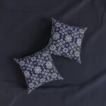 Indigo Floral Tile Pattern Square Pillow | Navy White Decorative Cushion