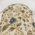 Vintage Floral Shower Curtain — Blue & Beige Cottage Garden Bathroom Decor