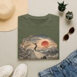 Crane Sunset T-Shirt — Vintage Japanese Ukiyo-e Landscape Tee