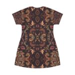Vintage Paisley Pattern T-Shirt Dress | Boho Floral All-Over Print