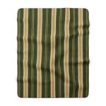 Green and Tan Striped Cozy Cabin Plaid Throw Sherpa Fleece Blanket