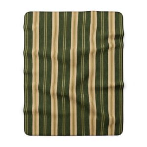 Green and Tan Striped Cozy Cabin Plaid Throw Sherpa Fleece Blanket