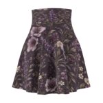 Purple Vintage Dark Floral Skater Skirt | Botanical Print