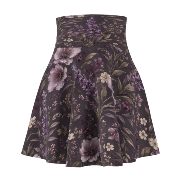Purple Vintage Dark Floral Skater Skirt | Botanical Print