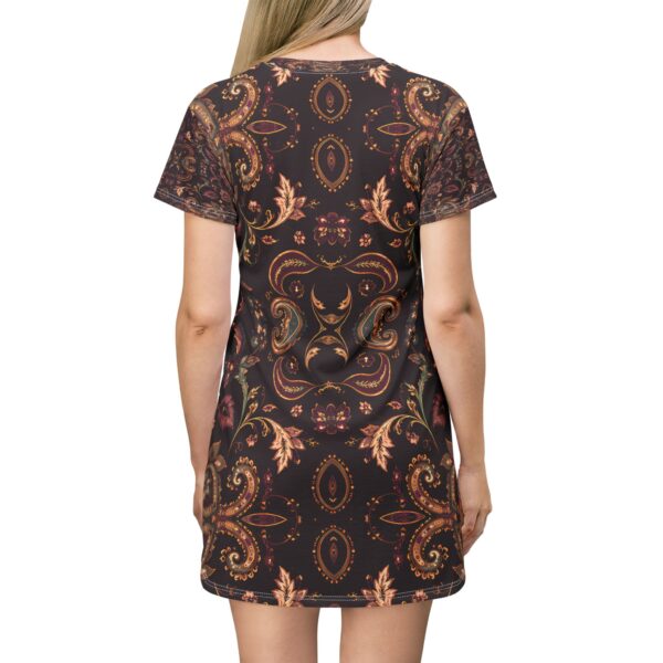 Vintage Paisley Pattern T-Shirt Dress | Boho Floral All-Over Print