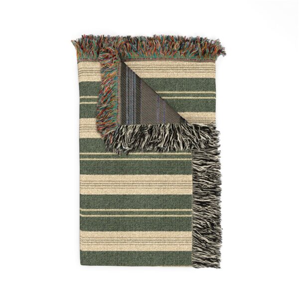 Green Rustic Stripe Woven Blanket | Southwestern Stripe Woven Blanket