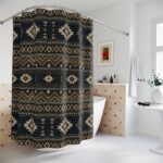Southwestern Aztec Tribal Geometric Shower Curtain — Rustic Bathroom Decor