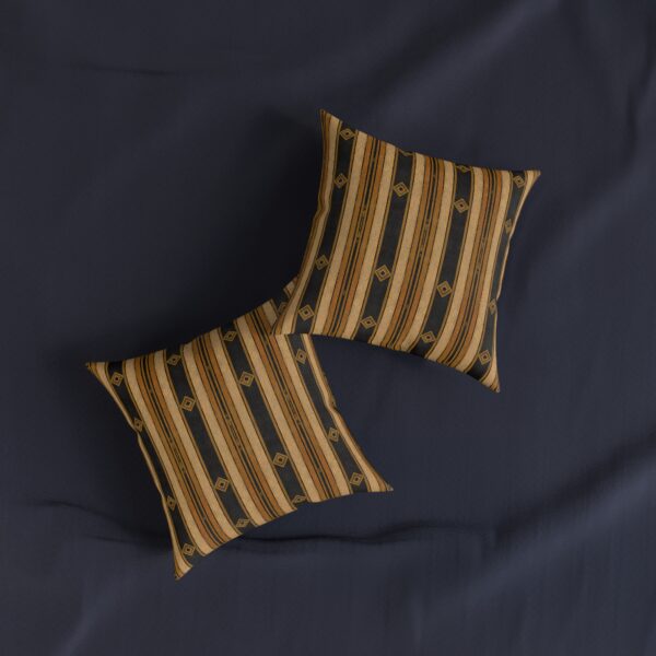 Gold Black Tribal Stripe Square Pillow | Geometric Boho Throw Pillow