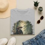 Samurai with Straw Hat Bamboo Forest T-Shirt | Japanese Warrior Illustration