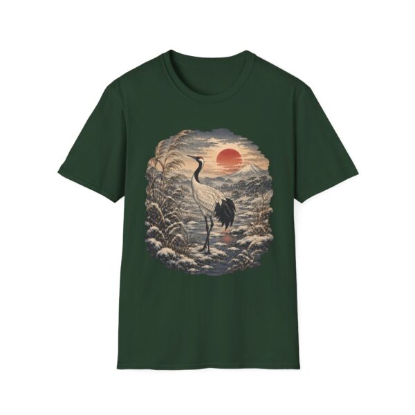 Crane Sunset T-Shirt — Vintage Japanese Ukiyo-e Landscape Tee