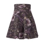 Purple Vintage Dark Floral Skater Skirt | Botanical Print