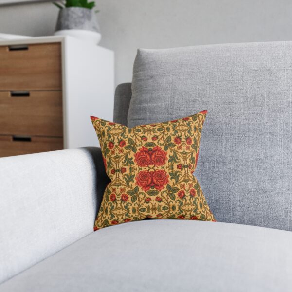 Vintage Rose Tapestry Square Pillow — Floral Decorative Cushion