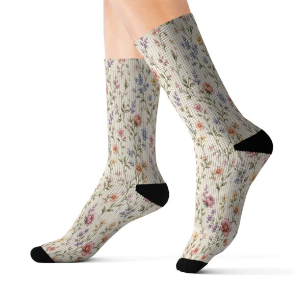 Floral Vintage Ribbed Sublimation Socks