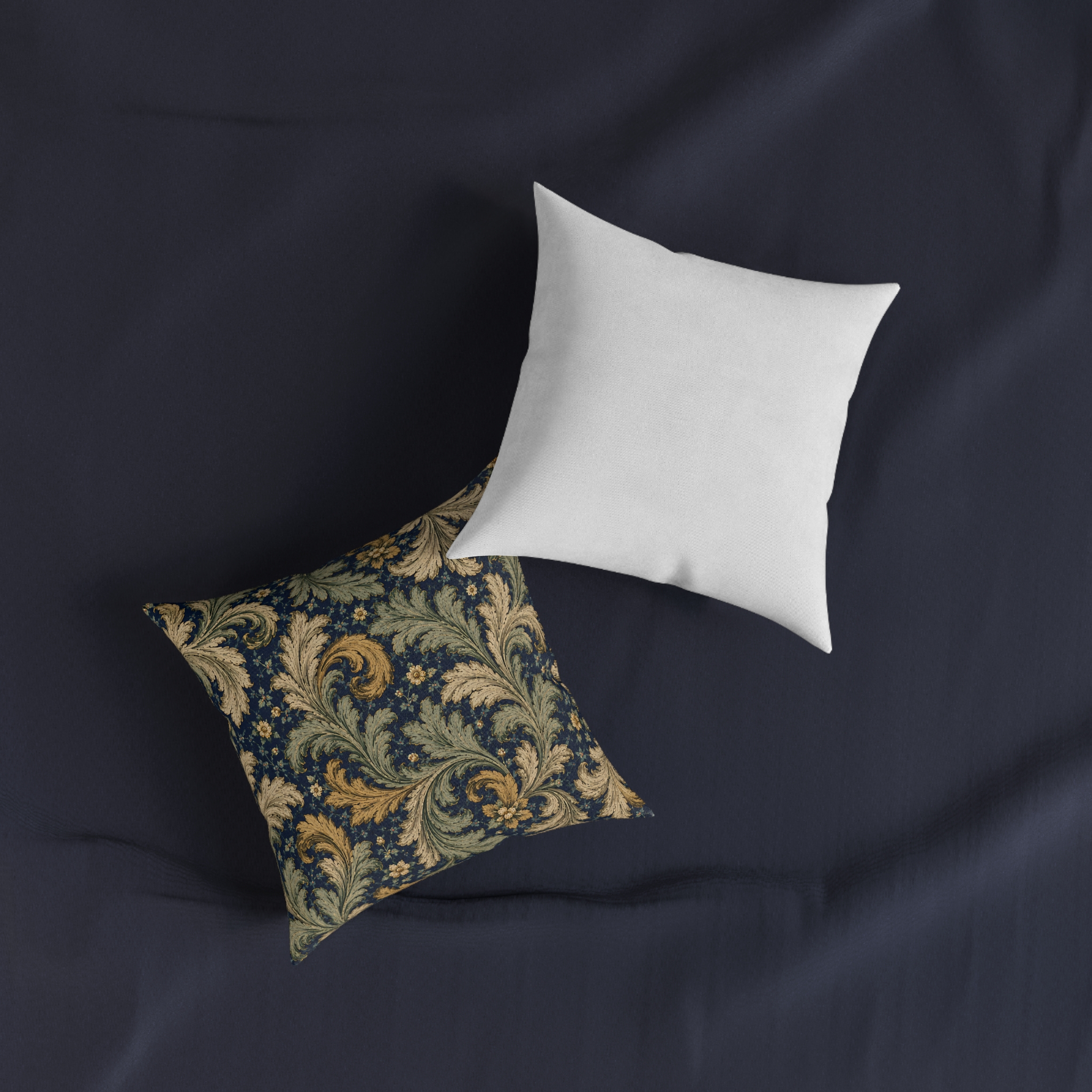 Vintage Acanthus Scroll Square Pillow — Ornamental Botanical Accent Cushion - Image 3