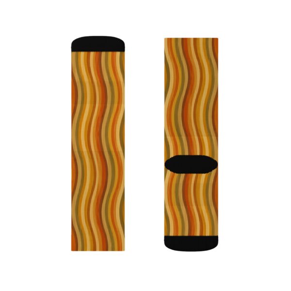 Autumn Waves Sublimation Socks — Retro Wavy Orange Fall Crew Socks