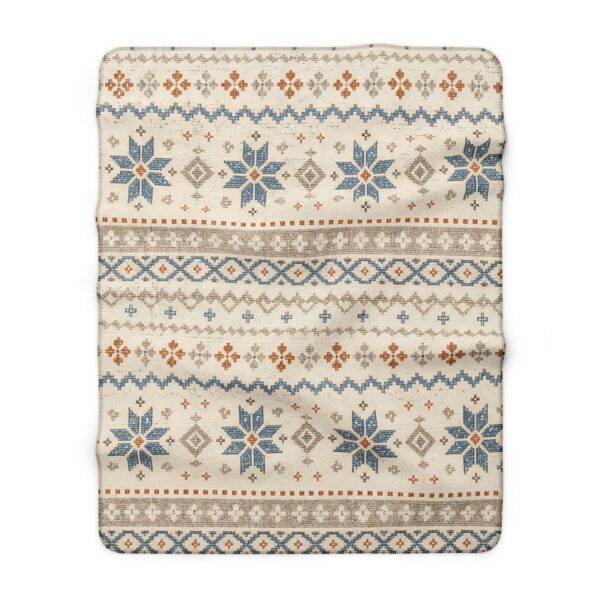 Nordic Snowflake Pattern Sherpa Fleece Blanket | Fair Isle Cozy Throw