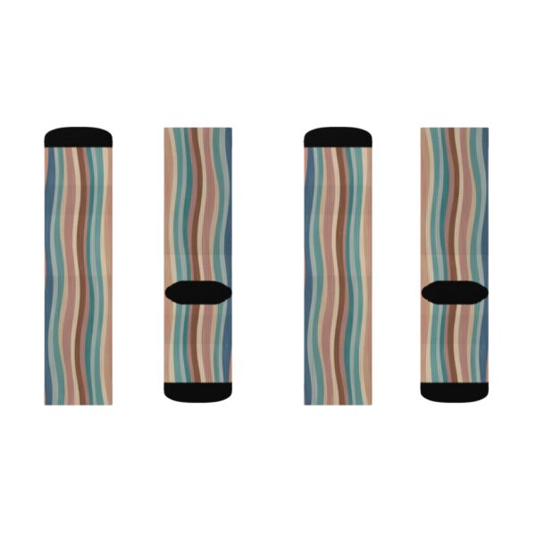 Retro Wavy Stripe Sublimation Crew Socks — Cozy Multicolor