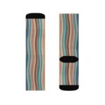 Earth-Tone Retro Wavy Stripe Sublimation Crew Socks
