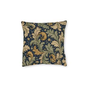 Vintage Acanthus Scroll Square Pillow — Ornamental Botanical Accent Cushion
