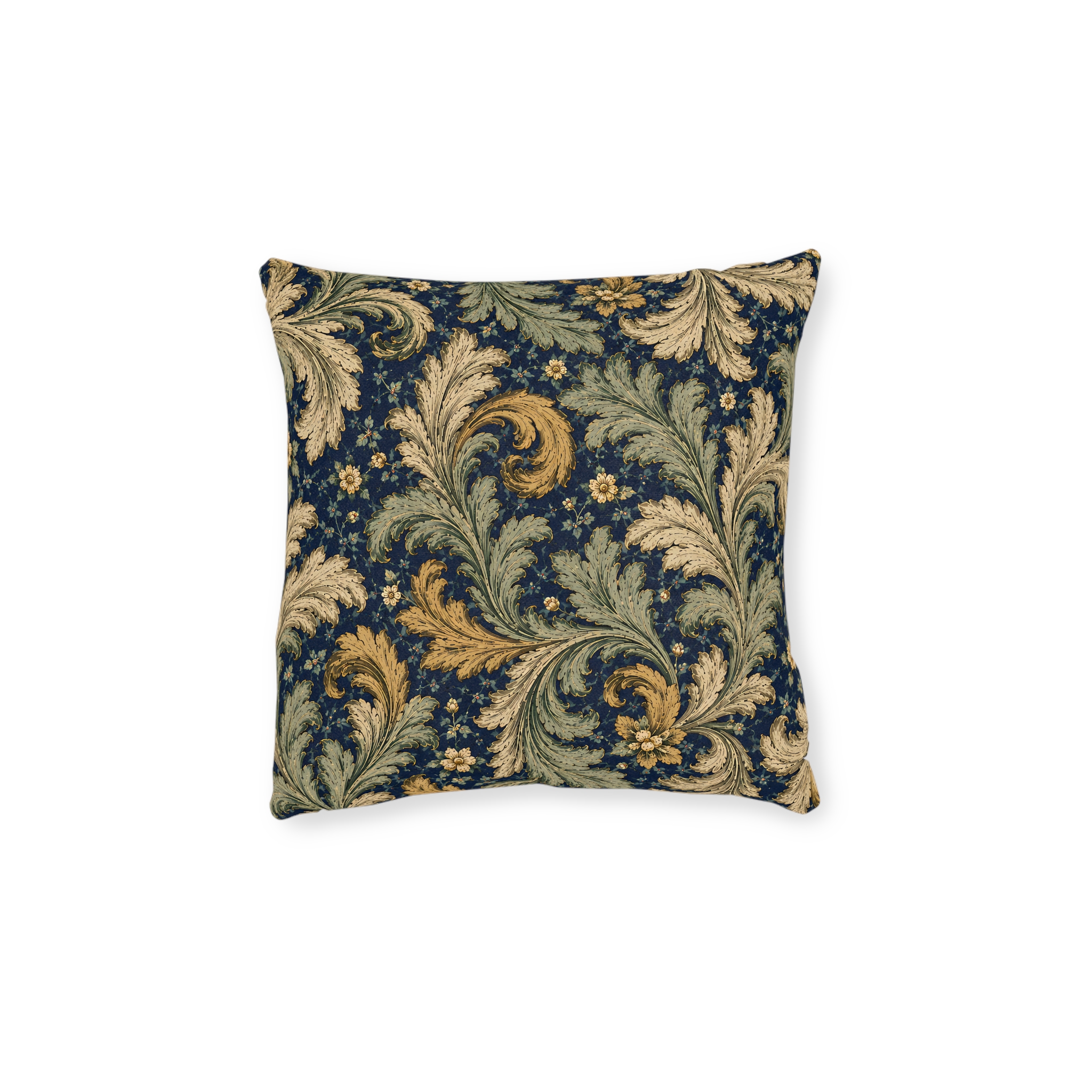 Vintage Acanthus Scroll Square Pillow — Ornamental Botanical Accent Cushion