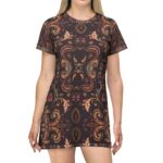 Vintage Paisley Pattern T-Shirt Dress | Boho Floral All-Over Print