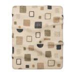 Wabi-Sabi Block Print Neutral Geometric Squares Dot Pattern Sherpa Blanket