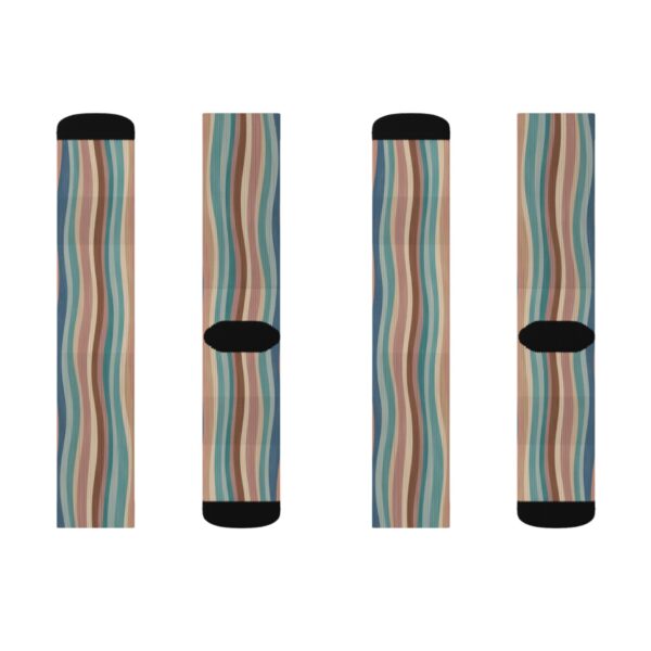 Retro Wavy Stripe Sublimation Crew Socks — Cozy Multicolor