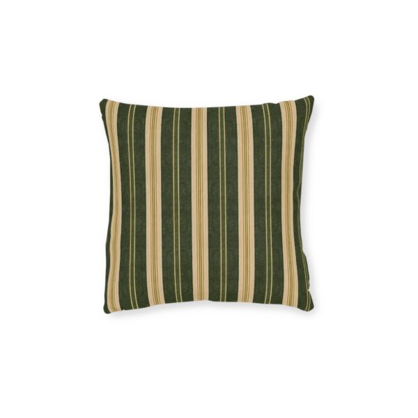 Green & Gold Striped Square Pillow — Classic Rustic Throw Cushion