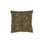 Heritage Garden Scroll Square Pillow — Floral Scroll Decorative Throw Pillow